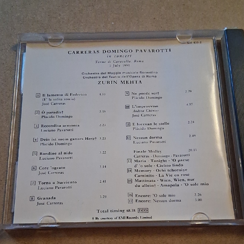 Carreras Domingo Pavarotti in Concert Mehta CD 1990